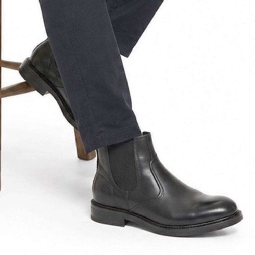 Timberland Larchmont Chelsea Boots Mens 13 Black Leather Pull On Career 48-07‎